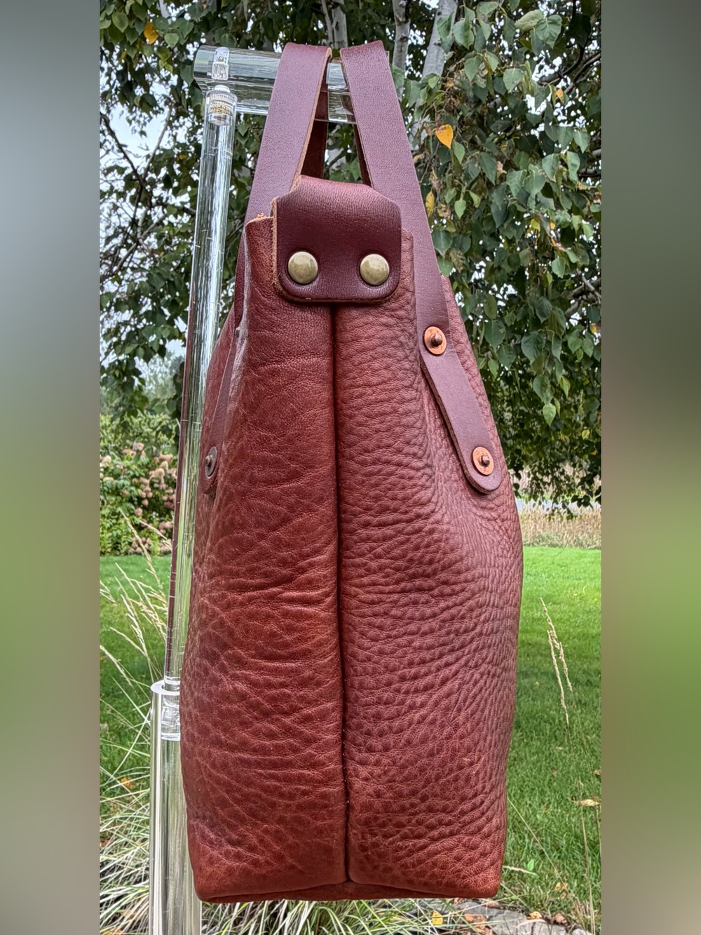 Go Forth Goods Avery Saddle Brown Leather Tote Bag Mini Crossbody Like New - Picture 11 of 17